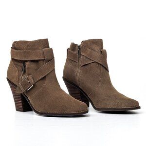 Dolce Vita Women Solid Brown Suede Buckle Western Ankle Boots size 10